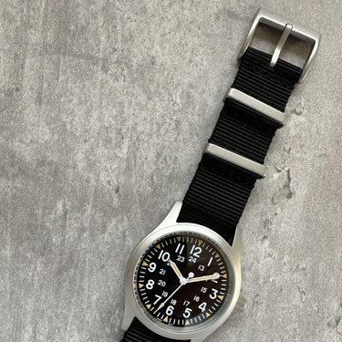 Military Field Watch Strap With Sandblasted Hardware- Available in Black or Green